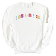 Load image into Gallery viewer, Gamma Sigma Sigma Rainbow Letter Crewneck Sweatshirt - Kite and Crest
