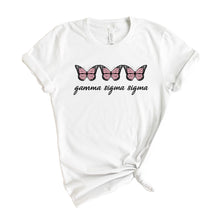 Load image into Gallery viewer, Gamma Sigma Sigma Three Butterflies T-shirt - Kite and Crest
