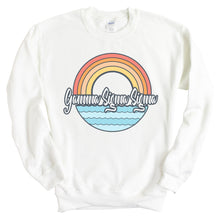 Load image into Gallery viewer, Gamma Sigma Sigma Wavy Rainbow Crewneck Sweatshirt - Kite and Crest
