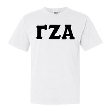 Load image into Gallery viewer, Gamma Zeta Alpha Basic Black Letters Comfort Colors T-Shirt - Fraternity Tee - Kite and Crest
