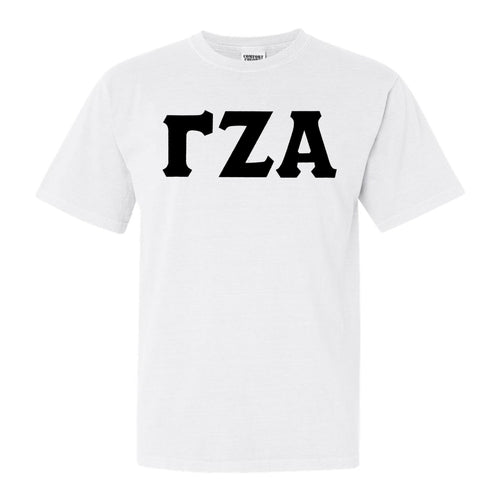 Gamma Zeta Alpha Basic Black Letters Comfort Colors T-Shirt - Fraternity Tee - Kite and Crest