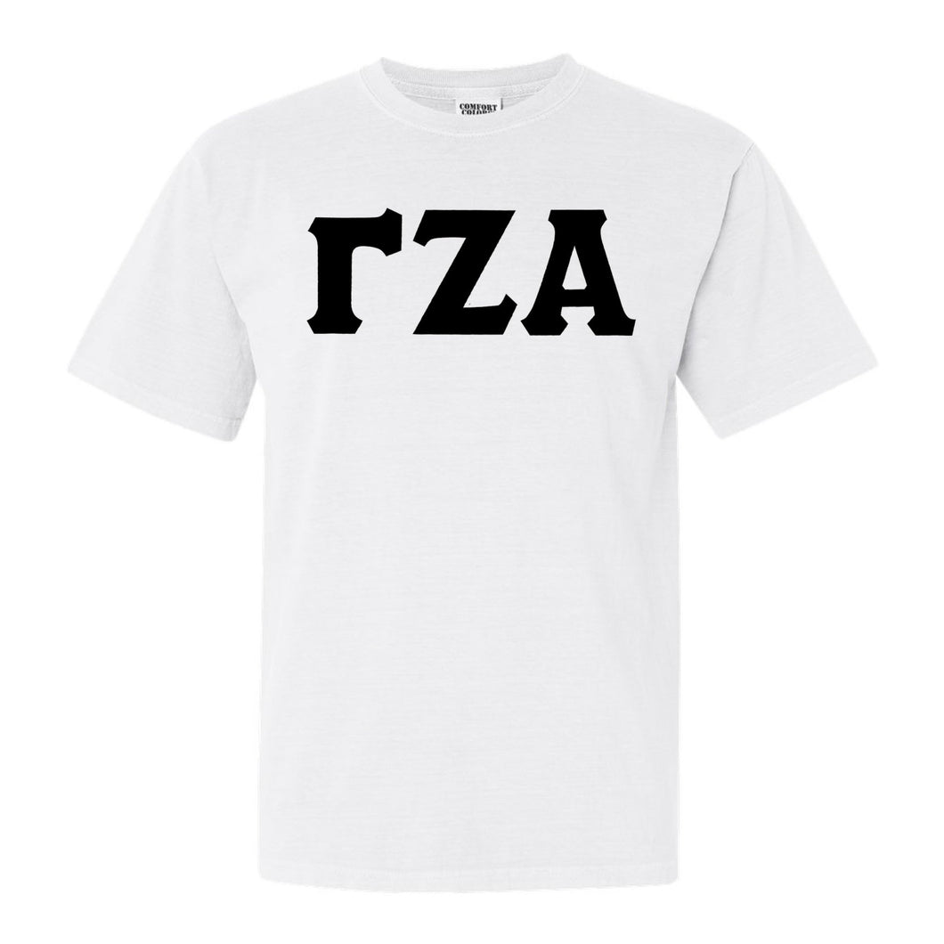 Gamma Zeta Alpha Basic Black Letters Comfort Colors T-Shirt - Fraternity Tee - Kite and Crest