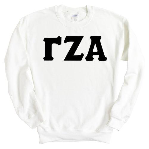 Gamma Zeta Alpha Basic Black Letters Sweatshirt - Fraternity Crewneck Sweatshirt - Kite and Crest