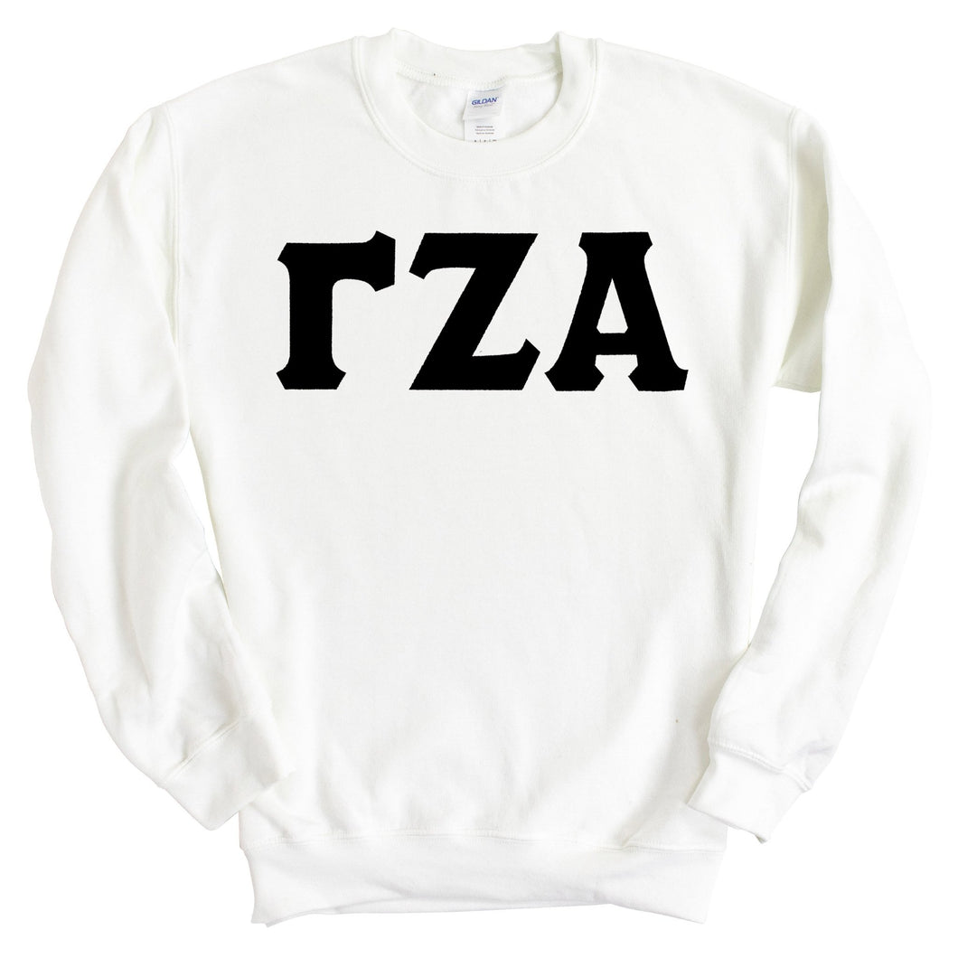 Gamma Zeta Alpha Basic Black Letters Sweatshirt - Fraternity Crewneck Sweatshirt - Kite and Crest