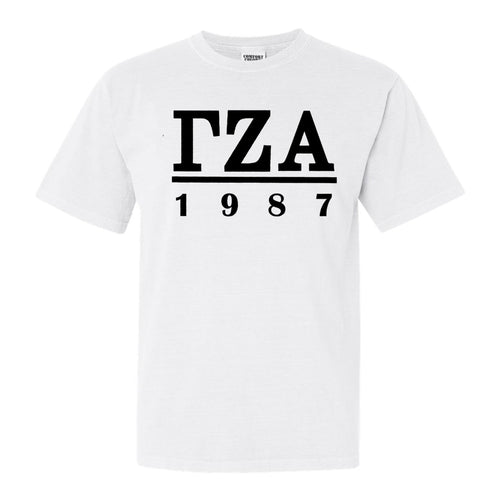Gamma Zeta Alpha Black Letter Comfort Colors T-Shirt - Fraternity Tee - Kite and Crest