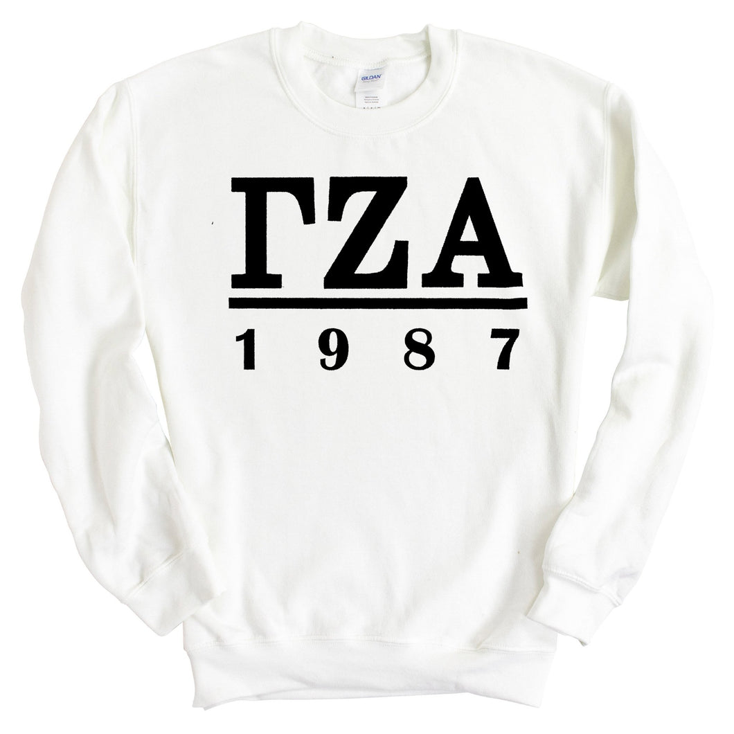 Gamma Zeta Alpha Black Letter Sweatshirt - Fraternity Crewneck Sweatshirt - Kite and Crest