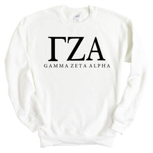 Load image into Gallery viewer, Gamma Zeta Alpha Block Letter Sweatshirt - Fraternity Crewneck Sweatshirt - Kite and Crest
