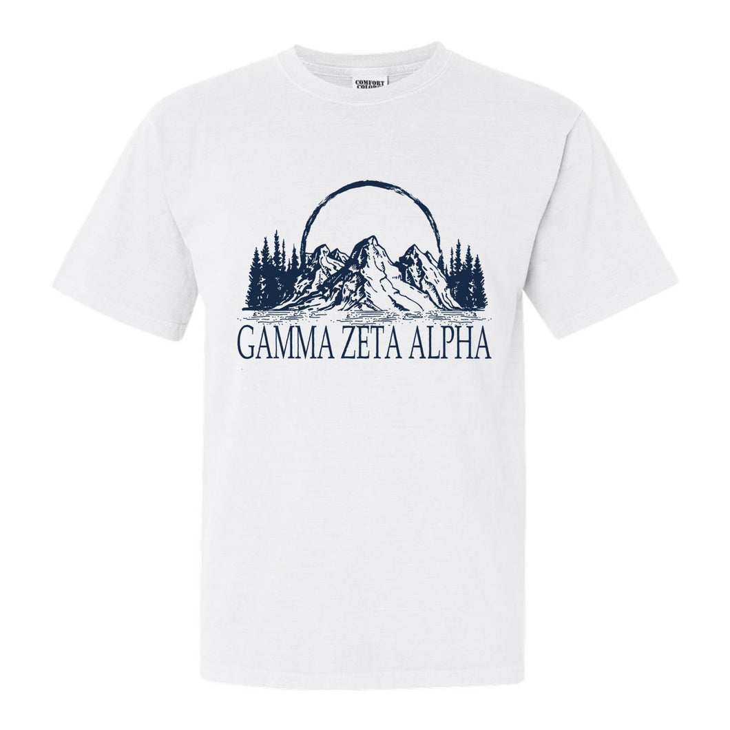 Gamma Zeta Alpha Epic Mountains Comfort Colors T-Shirt - Fraternity Tee - Kite and Crest
