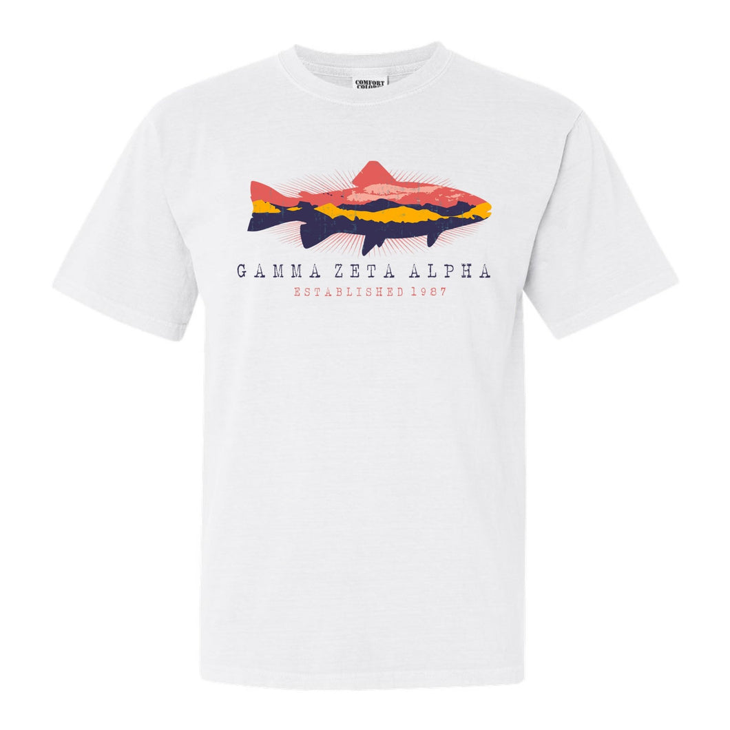 Gamma Zeta Alpha Fishing Comfort Colors T-Shirt - Fraternity Tee - Kite and Crest