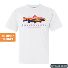 Load image into Gallery viewer, Gamma Zeta Alpha Fishing Comfort Colors T-Shirt - Fraternity Tee - Kite and Crest
