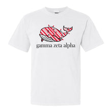 Load image into Gallery viewer, Gamma Zeta Alpha Red Whale Comfort Colors T-Shirt - Fraternity Tee - Kite and Crest
