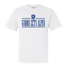 Load image into Gallery viewer, Gamma Zeta Alpha Shield Comfort Colors T-Shirt - Fraternity Tee - Kite and Crest
