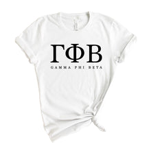 Load image into Gallery viewer, GPHI Gamma Phi Beta Block Letter Sorority T-Shirt - Kite and Crest
