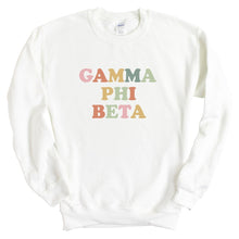 Load image into Gallery viewer, GPHI Gamma Phi Beta Bright and Colorful Sorority Crewneck Sweatshirt - Kite and Crest
