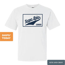 Load image into Gallery viewer, Kappa Alpha Order Comfort Colors T-Shirt - KA Baseball Boxed Shirt - Kite and Crest
