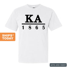 Load image into Gallery viewer, Kappa Alpha Order Comfort Colors T-Shirt - KA Black Letters Shirt - Kite and Crest
