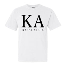 Load image into Gallery viewer, Kappa Alpha Order Comfort Colors T-Shirt - KA Block Letter Shirt - Kite and Crest
