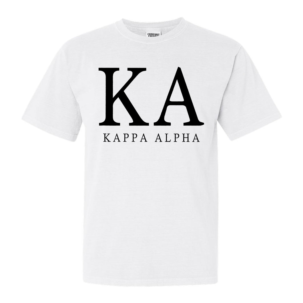 Kappa Alpha Order Comfort Colors T-Shirt - KA Block Letter Shirt - Kite and Crest
