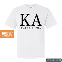 Load image into Gallery viewer, Kappa Alpha Order Comfort Colors T-Shirt - KA Block Letter Shirt - Kite and Crest

