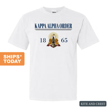 Load image into Gallery viewer, Kappa Alpha Order Comfort Colors T-Shirt - KA Large Crest Shirt - Kite and Crest
