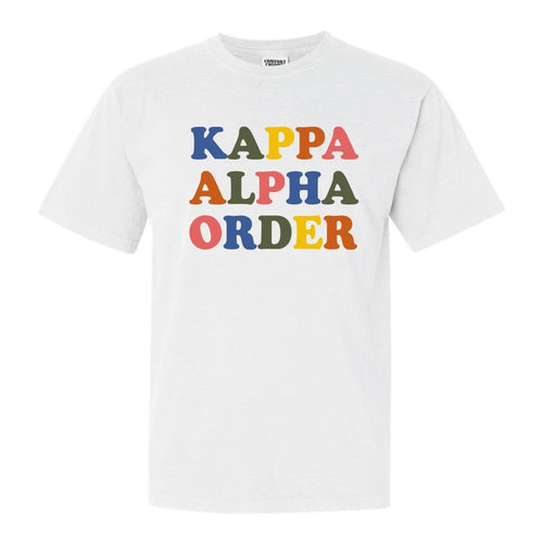 Kappa Alpha Order Comfort Colors T-Shirt - KA Retro Letters Shirt - Kite and Crest