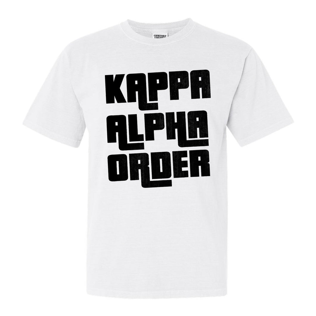 Kappa Alpha Order Comfort Colors T-Shirt - KA Stacked Letters Shirt - Kite and Crest