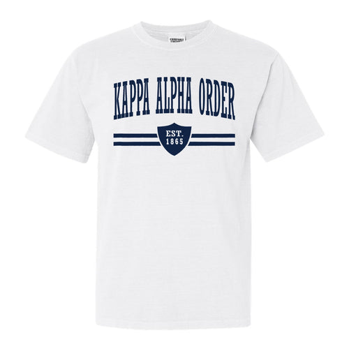 Kappa Alpha Order Comfort Colors T-Shirt - KA Striped Shield Shirt - Kite and Crest