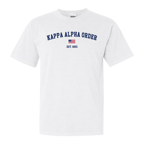 Kappa Alpha Order Comfort Colors T-Shirt - KA USA Flag Shirt - Kite and Crest