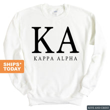 Load image into Gallery viewer, Kappa Alpha Order Sweatshirt - KA Block Letter Crewneck Sweatshirt - Kite and Crest
