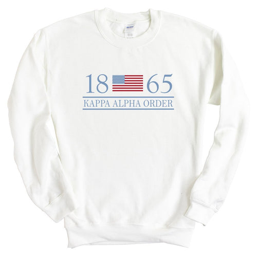 Kappa Alpha Order Sweatshirt - KA Flag Year Crewneck Sweatshirt - Kite and Crest