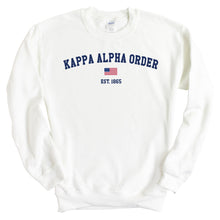 Load image into Gallery viewer, Kappa Alpha Order Sweatshirt - KA USA Flag Crewneck Sweatshirt - Kite and Crest
