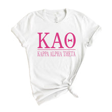 Load image into Gallery viewer, Kappa Alpha Theta Big Letters Sorority T-Shirt - Kite and Crest
