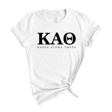 Load image into Gallery viewer, Kappa Alpha Theta Block Letter Sorority T-Shirt - Kite and Crest
