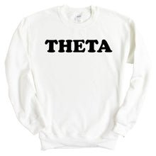 Load image into Gallery viewer, Kappa Alpha Theta Sweatshirt - Theta Block Name Crewneck Sweatshirt - Kite and Crest
