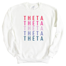 Load image into Gallery viewer, Kappa Alpha Theta Sweatshirt - Theta Bright and Stacked Crewneck Sweatshirt - Kite and Crest
