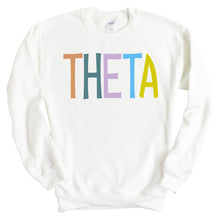 Load image into Gallery viewer, Kappa Alpha Theta Sweatshirt - Theta Colorful Lined Crewneck Sweatshirt - Kite and Crest
