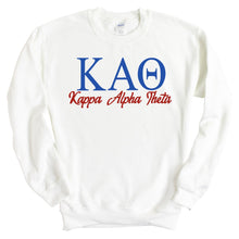 Load image into Gallery viewer, Kappa Alpha Theta Sweatshirt | Theta Red and Blue Crewneck Sweatshirt | Kappa Alpha Theta Sorority Gift Idea - Kite and Crest
