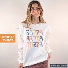 Load image into Gallery viewer, Kappa Alpha Theta Sweatshirt | Theta Retro Crewneck Sweatshirt | Kappa Alpha Theta Sorority Gift Idea - Kite and Crest
