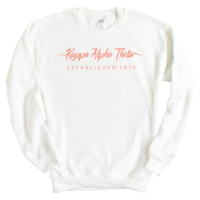 Load image into Gallery viewer, Kappa Alpha Theta Sweatshirt | Theta White Script Letter Crewneck Sweatshirt | Kappa Alpha Theta Sorority Gift Idea - Kite and Crest
