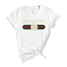 Load image into Gallery viewer, Kappa Alpha Theta T-shirt - Theta Golden Stripes Tee - Kite and Crest
