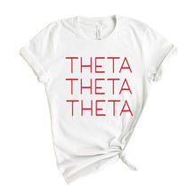 Load image into Gallery viewer, Kappa Alpha Theta T-Shirt | Theta Red and Stacked Shirt | Kappa Alpha Theta Sorority Gift Idea - Kite and Crest
