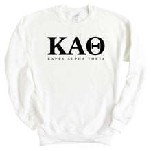 Load image into Gallery viewer, Kappa Alpha Theta (Theta) Block Letter Sorority Crewneck Sweatshirt - Kite and Crest
