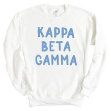 Load image into Gallery viewer, Kappa Beta Gamma Blue Bubble Letters Crewneck Sweatshirt - Kite and Crest
