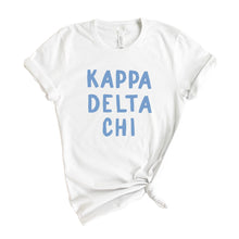 Load image into Gallery viewer, Kappa Delta Chi Blue Bubble Letters T-shirt - Kite and Crest
