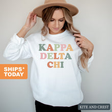 Load image into Gallery viewer, Kappa Delta Chi Bright and Colorful Crewneck Sweatshirt - Kite and Crest
