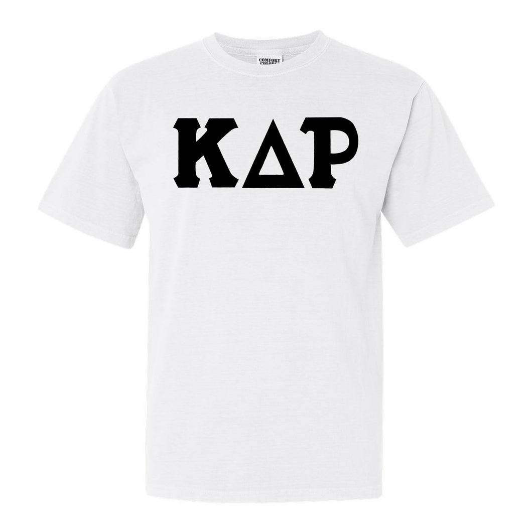 Kappa Delta Rho Basic Black Letters Comfort Colors T-Shirt - Fraternity Tee - Kite and Crest
