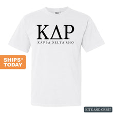 Load image into Gallery viewer, Kappa Delta Rho Block Letter Comfort Colors T-Shirt - Fraternity Tee - Kite and Crest
