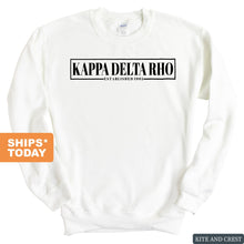 Load image into Gallery viewer, Kappa Delta Rho Fraternal Block Sweatshirt - Fraternity Crewneck Sweatshirt - Kite and Crest
