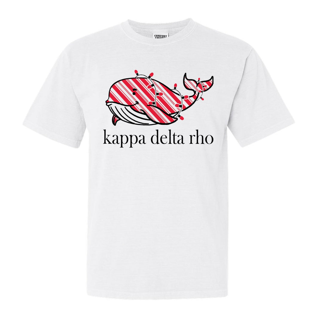 Kappa Delta Rho Red Whale Comfort Colors T-Shirt - Fraternity Tee - Kite and Crest