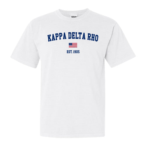 Kappa Delta Rho USA Flag Comfort Colors T-Shirt - Fraternity Tee - Kite and Crest